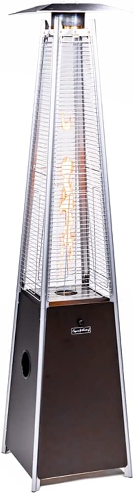 Patio Heater, 40000 BTU Outdoor Propane Heater Pyramid Patio Heater with Wheels, 88" H Tower Heater Quartz Glass Tube Garage Heater for Deck Backyard Commercial, Mocha