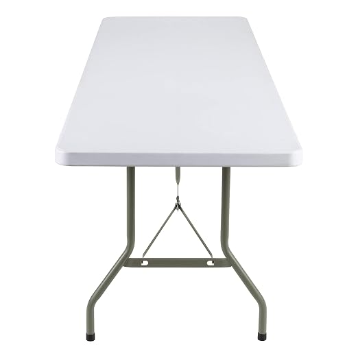 Norwood Commercial Furniture 8' Indoor/Outdoor Folding Training Table, Rectangular Blow-Molded Plastic Folding Training and Event Table, White