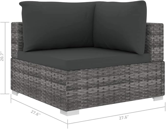 Patio Lounge Set with Cushions,Outdoor Furniture,Outdoor Furniture Sets,Patio Conversation Sets,for Garden,Deck,Backyard,12 Piece Poly Rattan Gray
