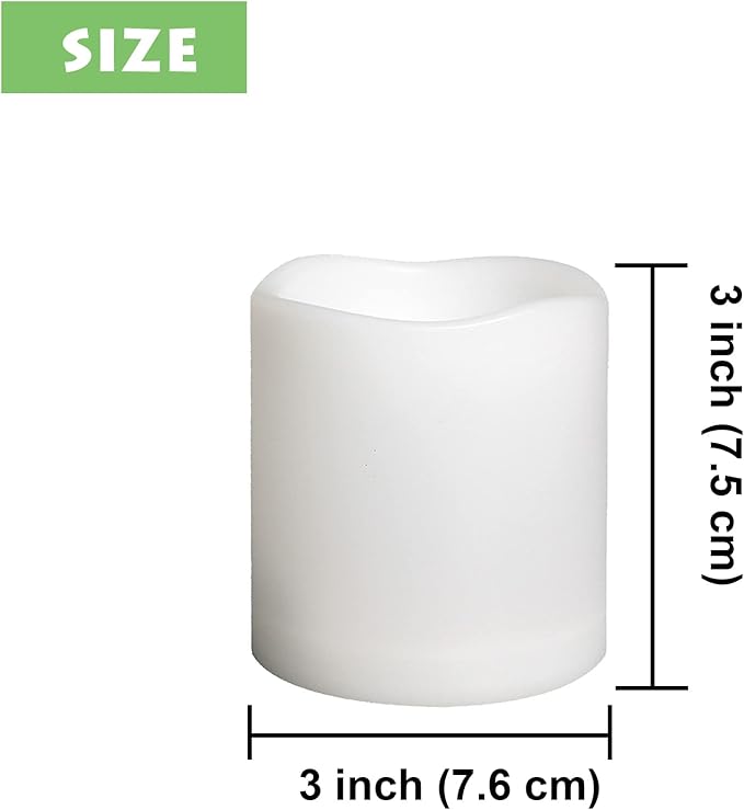 Outdoor Indoor Flameless Pillar Candles, 2 Pack Plastic Resin Battery Operated Electric LED Candle Sets with Cycling 24 Hours Timer Function for Home Party Wedding Decoration, 3"x3"