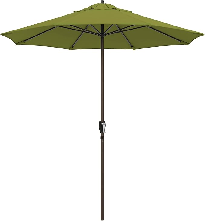 California Umbrella 10-Year Protection 7.5 Ft Outdoor Patio Umbrella, Pacifica Fade-Resistant Fabric, Auto-Tilt, Heavy Duty Aluminum Frame, 8 Reinforced Ribs for Pool or Deck, Bronze Pole, Ginkgo