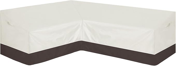 Easy-Going Outdoor L-Shaped Sectional Sofa Cover 83"X104" UV Resistant Patio Sectional Couch Cover Waterproof Lawn Patio Furniture Cover (Left Facing, Beige/Brown)