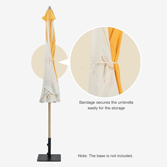Tempera 9ft Scalloped Patio Umbrellas with Fringe, Market Umbrellas with Water-Resistant and Fade Resistant Canopy, 1.5" Wood Pole & Button Tilt.