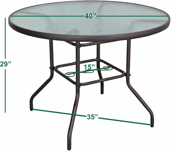 Garden Elements Sienna Collection 40" Table and Four Swivel Rocker Chairs Patio Dining Set, Brown (5-Piece Set)