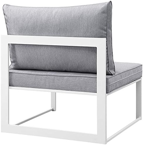 Modway Fortuna 6-Piece Aluminum Outdoor Patio Sectional Sofa Set in White Gray