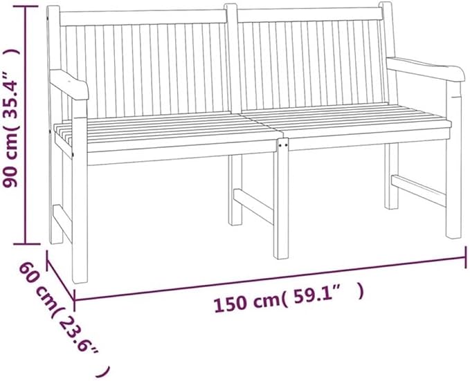 Afuera Living 3-Piece Solid Teak Wood Garden Dining Set, Matte Brown Finish, Weather-Resistant Outdoor Table 70.9 in with Benches for Patio or Garden Use, Seats Up to 4 People