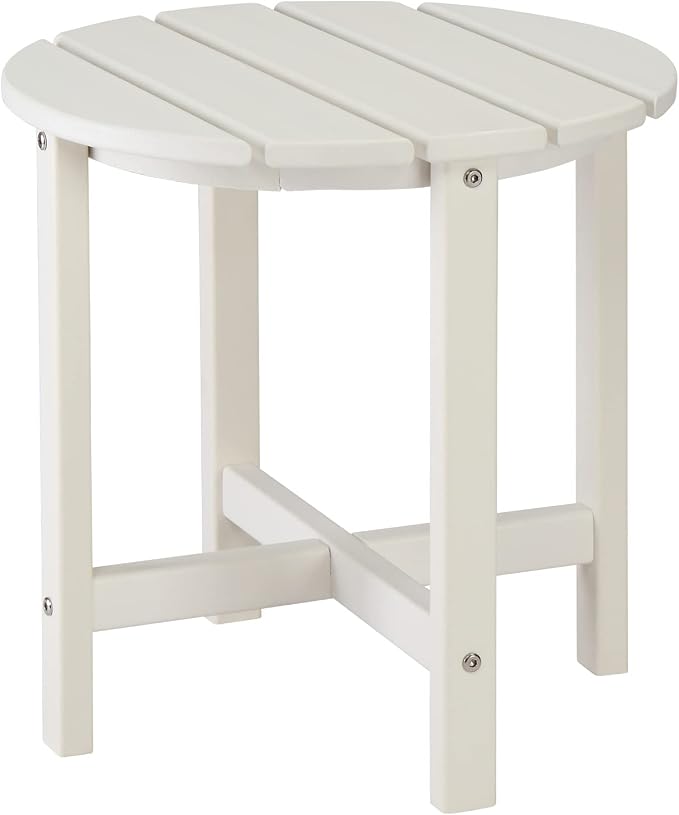 Vasitelan Patio Adirondack Side Table, Double Outdoor Side Table, Poly Lumber end Table, Weather Resistant for Indoor, Patio, Pool, Porch (White)