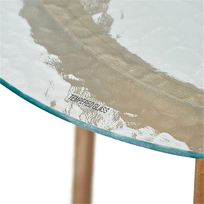Afuera Living Modern Outdoor Side Table, 20" D x 20" W x 22" H, French Gold Metal Frame, Tempered Glass Top, Stylish Patio End Table for Drinks, Snacks, or Decorative Accents