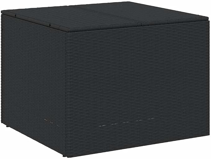 Black Outdoor Storage Box 29.5x31.5x23.2 in Matte Poly Rattan Deck Box with Powder-Coated Steel Frame Weather-Resistant Garden Cushion Chest for Patio, Balcony and Backyard