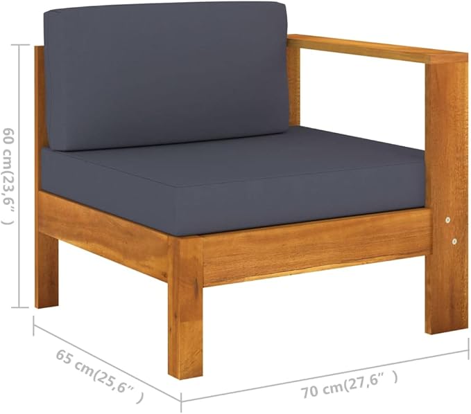 Patio Lounge Set with Dark Gray Cushions,Outdoor Patio Furniture,Outdoor Chat Conversation Set,for Patio,Backyard,Garden,Outdoor,6 Piece Acacia Wood