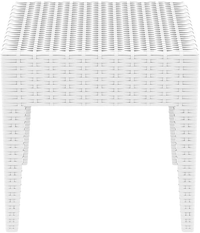 Compamia Miami Square Resin Patio Side Table in White, Commercial Grade