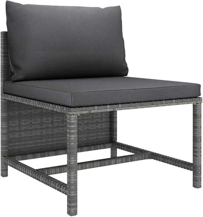 5-Piece Modular Outdoor Patio Furniture Set, 23.6 x 23.6 x 12.6 in Grey PE Rattan Conversation Sectional for Garden, Balcony, Deck, Sunroom, Apartment
