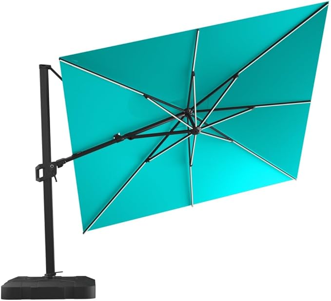 Midtown Umbrellas 9x9 Ft Outdoor Cantilever Patio Umbrella w/Sunbrella Antique Beige - Tilt 360° Rotate Offset Patio Umbrella, Deck Patio Umbrella, Backyard Umbrella & Garden Umbrella - Black Frame