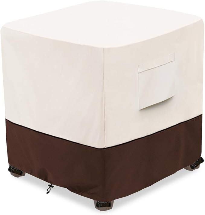 Bitubi Waterproof Patio Ottoman Cover, Heavy Duty Square Outdoor Side Table Furniture Covers Size 25L x 25W x 18H inch (Brown)