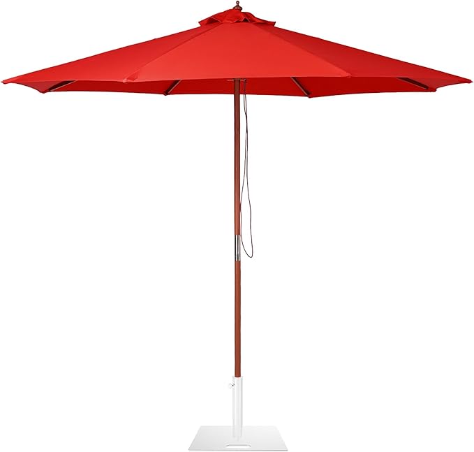 Yescom 9ft Coastal Solid Wood Umbrella Pulley Lift Commercial Base with Wheel Included for Seaside Restaurant Terrace Poolside Beach Club