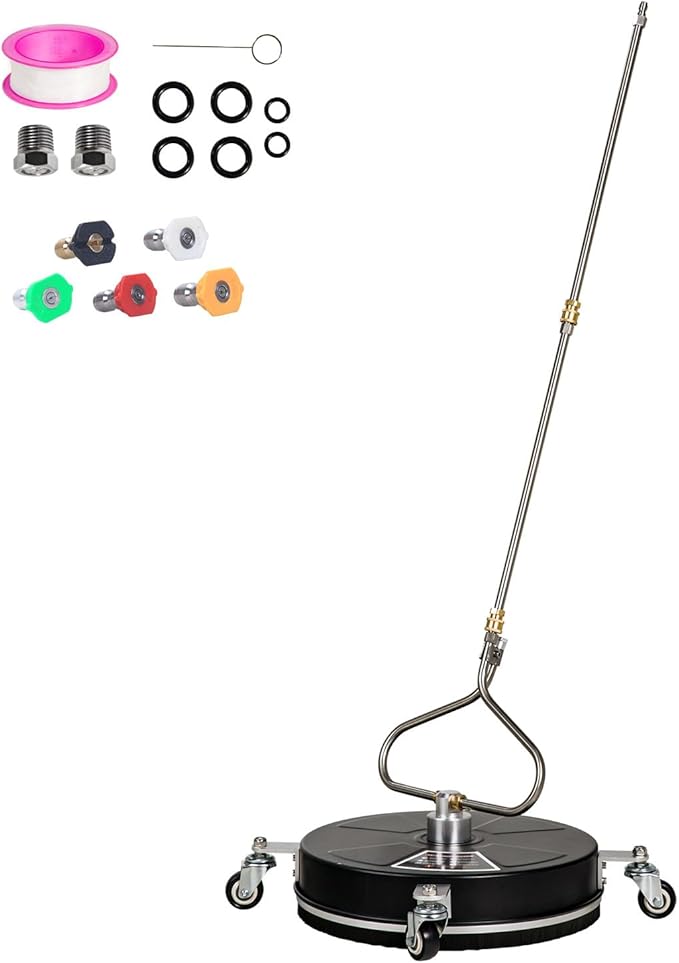 OCPTY 15" Pressure Washer Surface Cleaner with 4 Wheels 1/4" Quick Connector and Washer Accessories,4.0 GPM Pressure Washer Attachments for Concrete, Patio, Sidewalk, Deck and Driveways,4000 PSI