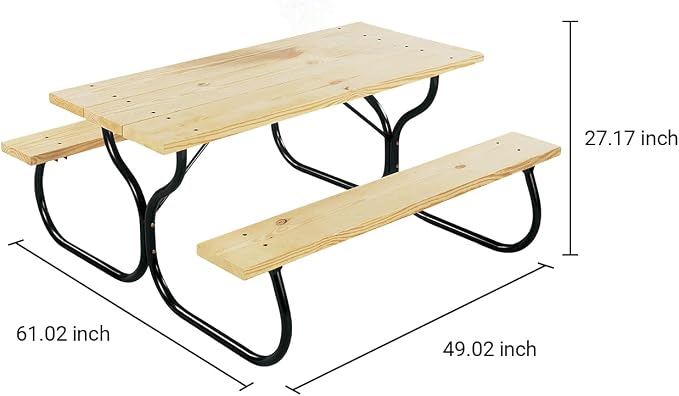 Woodlawn&Home, 600014, Picnic Table Frame, Black Without Wood