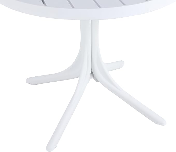 Modern White Round Plastic Table – 36 Inch Indoor/Outdoor Dining Table & Coffee Table, Lightweight Polypropylene All-Weather Patio Table for Garden, Courtyard, Kitchen, Camping (White)