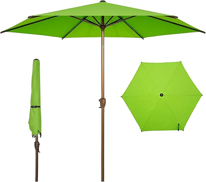 Abba Patio 7.5FT Outdoor Patio Umbrella Outdoor Table Umbrella with Crank Market Umbrella 6 Sturdy Ribs UV Protection Waterproof and Push Button Tilt for Garden Deck Backyard Pool,Apple Green