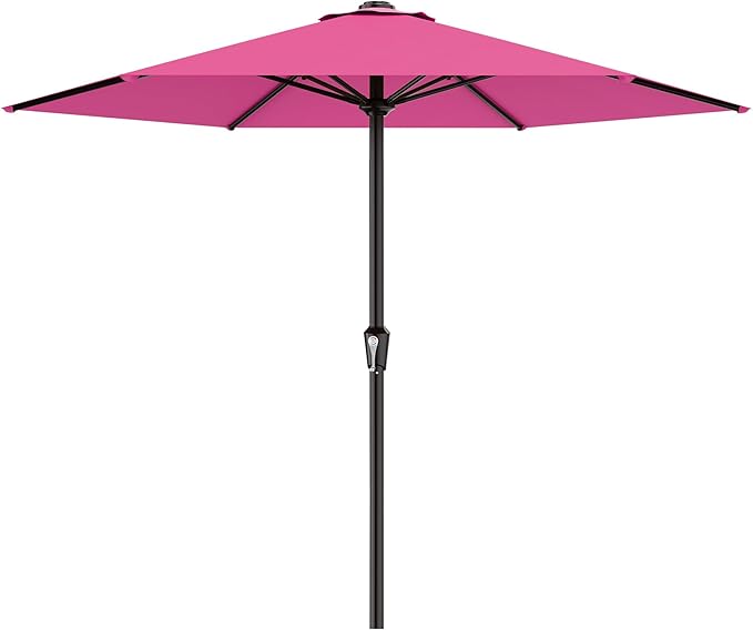 AreShark 11 FT Patio Umbrella for Outdoor, Outdoor Table Umbrella with Push Button Tilt and Crank, Outdoor Patio Umbrellas with 6 Sturdy Ribs, Patio Umbrellas for Market, Garden, Pool (Rose Pink)