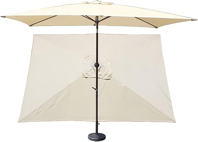 TITA-DONG Rectangular Umbrella Canopy Replacement 6 Ribs, Fade Replacement Umbrella Canopy, Heavy Duty Polyester Fabric Outdoor Shade Canopy Cover for Market Table Cantilever Parasol Top Cover(Milky