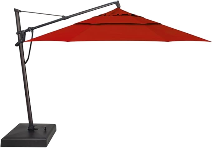 Treasure Garden AKZ PLUS Cantilever Umbrella 13' Octagonal Sunbrella Jockey Red Canopy and Black Frame with Rolling Base
