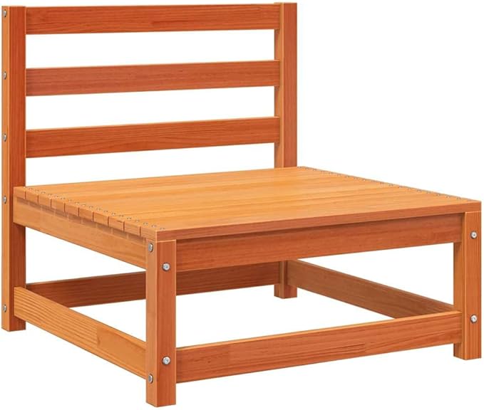 27.6" Modular Outdoor Sofa, Patio Sectional Armless Couch in Waxed Solid Pine Wood, Small Space Balcony Furniture Set for Garden, Terrace or Backyard