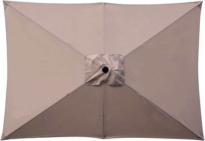ABBLE Outdoor Patio Umbrella 10Ft x 6.5 Ft Rectangular with Crank, Weather Resistant, UV Protective Umbrella, Durable, 6 Sturdy Steel Ribs, Market Outdoor Table Umbrella, Tan