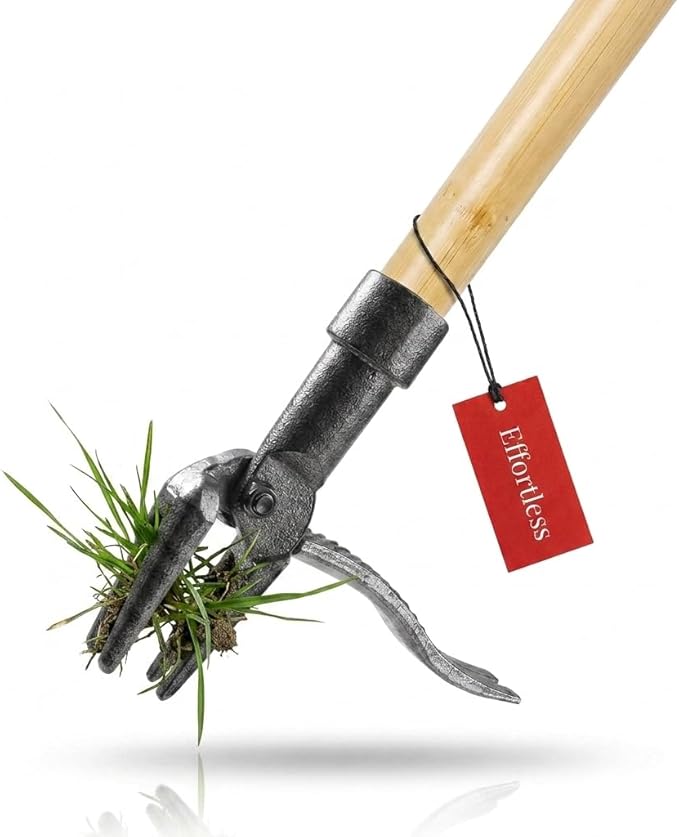 Stand Up Weeder Tool with Long Handle – Heavy Duty Manual Weed Puller – Root Remover Tool with 4-Claw Steel Head – Ergonomic Garden Weeding Tool for Lawn & Yard – No-Bend Dandelion Puller & Extractor