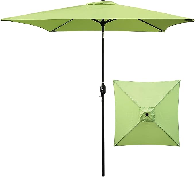 ABBLE Outdoor Patio Umbrella 6.5 Ft Square with Tilt and Crank, Weather Resistant, UV Protective Umbrella, Durable, 6 Sturdy Steel Ribs, Market Outdoor Table Umbrella, Lime Green