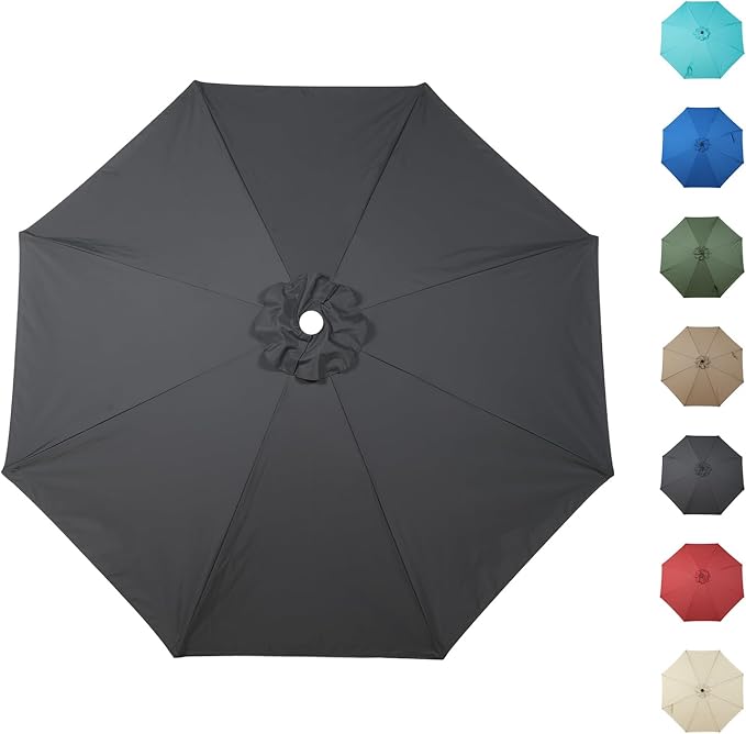 COWVIE Umbrella Canopy Replacement for 8 Ribs Patio Umbrella, Outdoor Table Parasol Replacement for Yard, Canopy Only