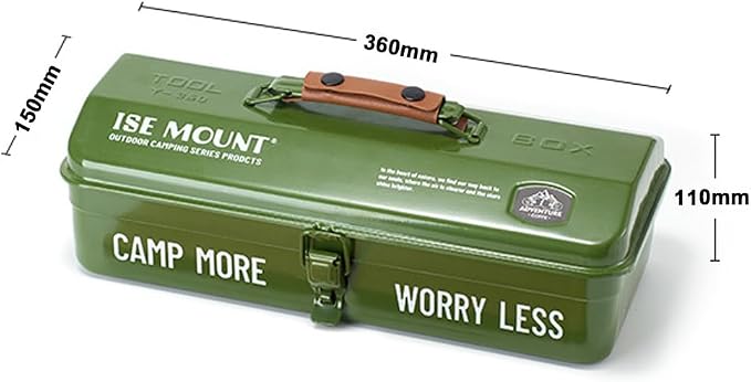 HUIOP Portable Camping Picnic Tool Box with Handle, Metal, Water Repellent, 1 Compartment