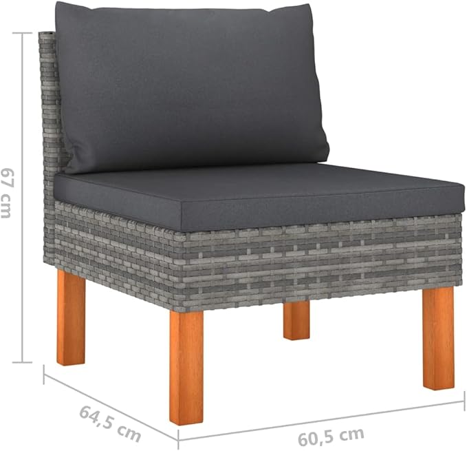 7 Piece Patio Lounge Set with Cushions, Porch Furniture Set Front Porch Furniture Outdoor Dining Sets Patio Conversation Set for Poolside Garden Exhibition Piazza Poly Rattan Gray