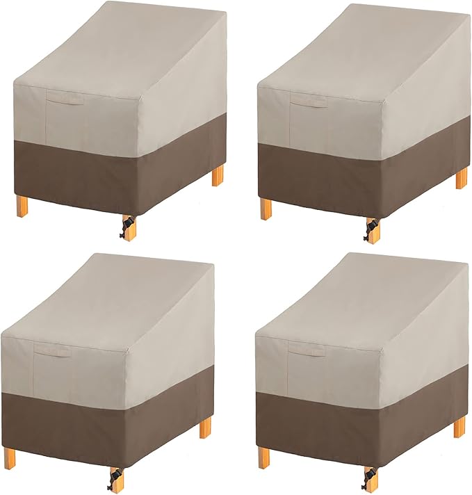 PHI VILLA Patio Chair Covers Set of 4, Outdoor Furniture Cover Waterproof & Heavy Duty Deep Seating Lounge Chair Cover for Deck Lawn Garden, Medium, W31 x D38 x H31
