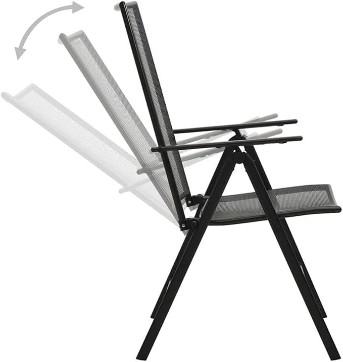 BOWERY HILL 5-Piece Steel Patio Dining Set, Square Table with 4 Chairs, Anthracite/Gray Finish, Powder-Coated, Foldable Design, Mesh Style, Adjustable Backrests, Indoor/Outdoor Use for Garden or