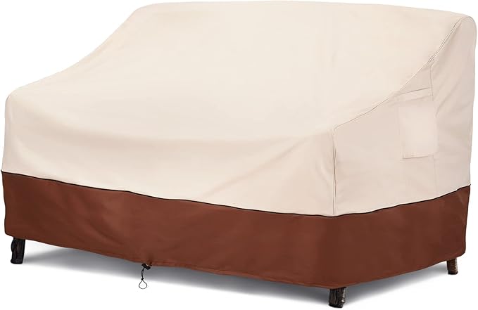 COSFLY Patio Furniture Covers Waterproof for Sofa, Outdoor Loveseat Covers Heavy Duty Fits up to 58W x 40D x 31H inches Brown