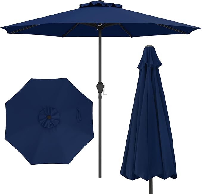 8.5 FT Patio Umbrella Outdoor Table Umbrella, Market Umbrella with Crank Handle, 8 Sturdy Ribs, Air Vent & Sun-Protective Canopy, Parasol for Garden, Backyard, Deck & Pool