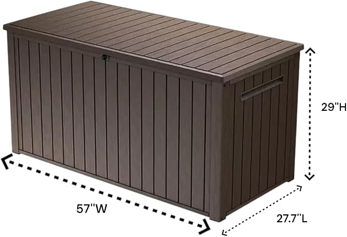 Outdoor Storage Box with Lockable Lid - Weather-Resistant and Stylish (Brown, 170)