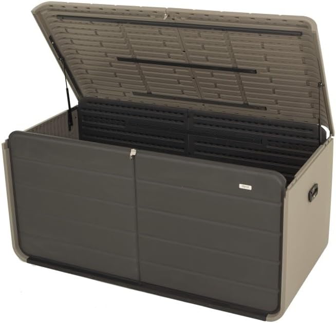160 Gallon Waterproof Outdoor Deck Box Storage Chest in Dark Gray, Large Capacity Patio Storage for Garden Tools, Cushions, and More (200 Gallon (Gray) - Plastic)