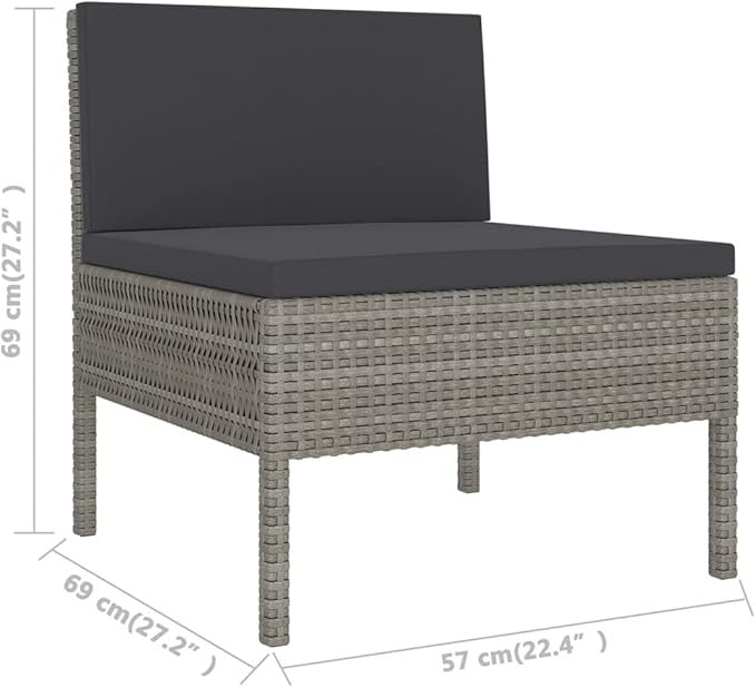 Patio Lounge Set with Cushions,Patio Furniture Sets,Patio Conversation Sets,Outdoor Furniture Sets,for Garden,Backyard,Outdoor,6 Piece Poly Rattan Gray