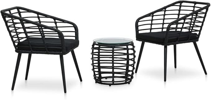 Bistro Set,Patio Lounge Set,Outdoor Furniture,Outdoor Furniture Sets,Patio Conversation Sets,for Garden,Deck,Backyard,3 Piece Poly Rattan Black