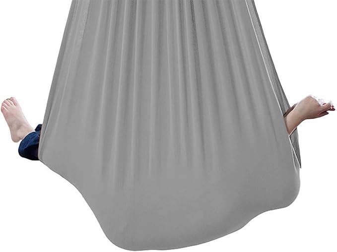 Sensory Swing for adults Indoor kids Therapy Swing Soothing Calming Snuggle Hammock durable soft strong fabric swing Beneficial to child's spatial awareness ( Color : Silver gray , Size : 1M x 2.8M )