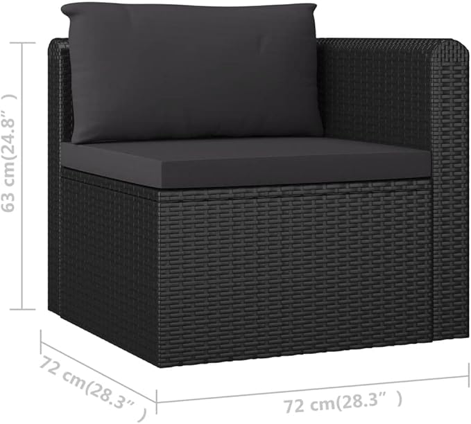 Patio Furniture Set,Outdoor Sectional Furniture Set,Outdoor Dining Set Sectional Sofa Patio Conversation Set,3 Piece Patio Sofa Set with Cushions Poly Rattan Black