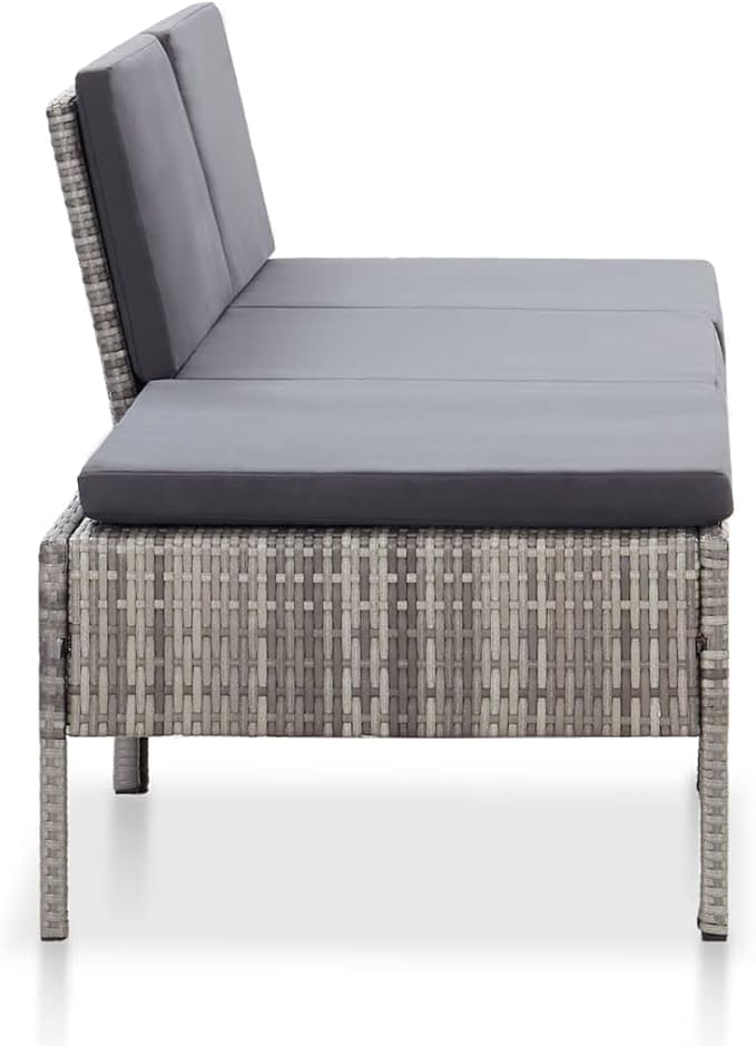 Patio Lounge Set with Cushions,Outdoor Furniture,Outdoor Furniture Sets,Patio Conversation Sets,for Garden,Deck,Backyard,3 Piece Poly Rattan Gray