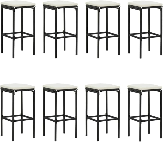 Patio Bar Set with Cushions,Patio Lounge Set,Conversation Sets,Outdoor Garden Table and Chairs Sets,Outdoor Patio Furniture,for Patio,Backyard,Garden,9 Piece Black