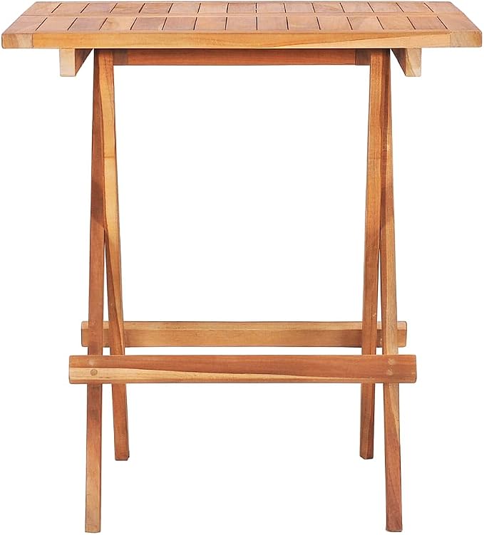 Folding Bistro Table 23.6"x23.6"x25.6" Solid Teak Wood, Outdoor Poolside Garden Lawn Bistro Portable Leisure Standing Side Table