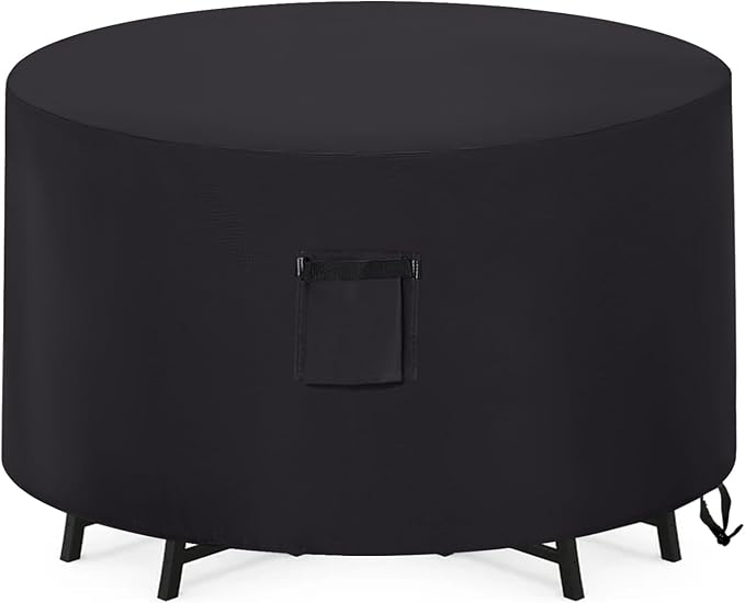 ABCCANOPY Outdoor Round Patio Furniture Covers Heavy Duty Table Cover Waterproof Windproof Anti-UV Dust Proof Protective Covers Dining Table Chair Set Cover 60x28 inches