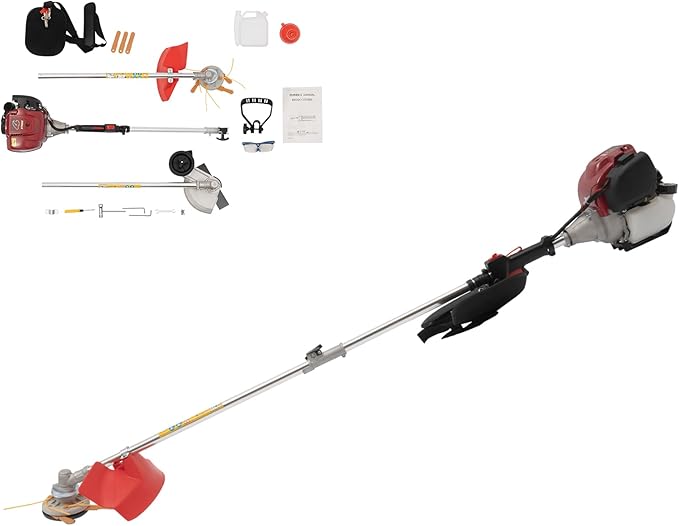 Brush Cutter, 4-Stroke 35.8CC 0.75KW Gas Lawn Edger Single Cylinder Air Cooled Weed Wacker Multifunction Weed Eater Aluminum Alloy Gas Powered Weed Trimmer Garden Trimmer w/0.17 Gal Fuel Tank Capacity