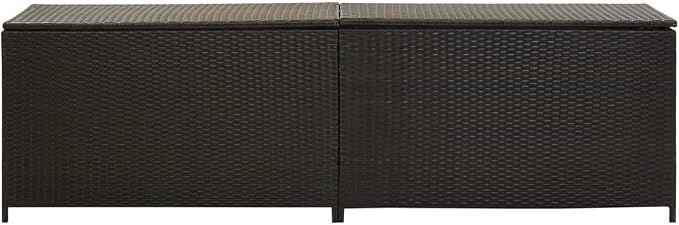 Patio Storage Box, Deck Box Outdoor Storage Box Outdoor Storage Bench Delivery Boxes For Outside Outdoor Furniture Suitable For Patios Backyard Pool Gardens Poly Rattan 78.7"x19.6"x23.6" Brown