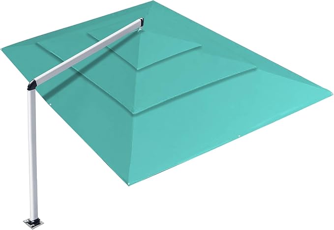 EliteShade USA Atlas 3-Tier 10x13FT Full Aluminum Cantilever Patio Umbrella for Outdoor Restaurant Garden Courtyard Deck Pool and Marketing with Light (No battery), Teal